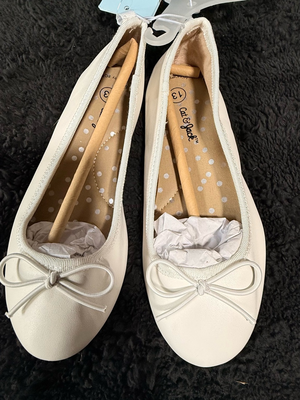 Cat & Jack Cream Ballet Flats with Bow